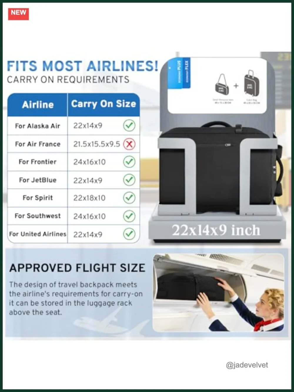 45L Travel Backpack Laptop Bag Carry On Airline Approved Water Resistant